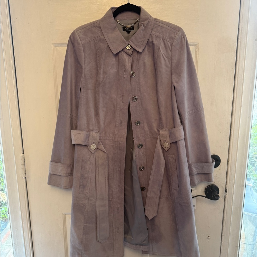Worth Lavender Faux Sueded Button-Up Coat